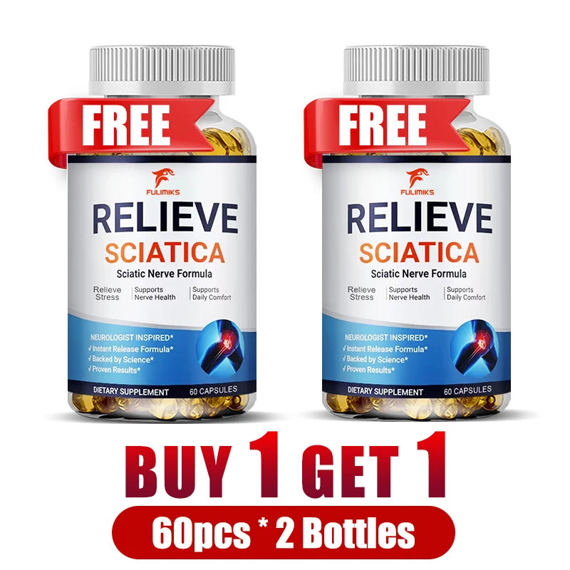 Relieve Sciatica Capsules, Support Lower Lumbar Sciatic, Hip, Thigh, Leg, Foot, Nerve & Joint Health, Relax Muscles, Flexibility