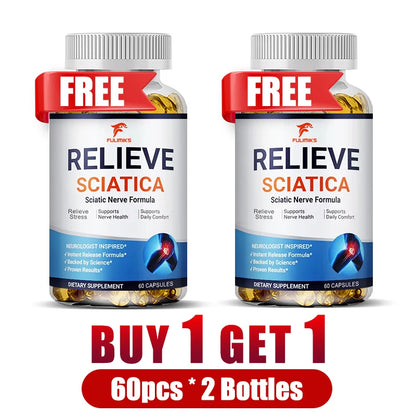 Relieve Sciatica Capsules, Support Lower Lumbar Sciatic, Hip, Thigh, Leg, Foot, Nerve & Joint Health, Relax Muscles, Flexibility