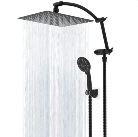 Rainfall Shower Head Combo 10 inch Rainfall, 5 Spray Settings, Easy 15 Minute Install