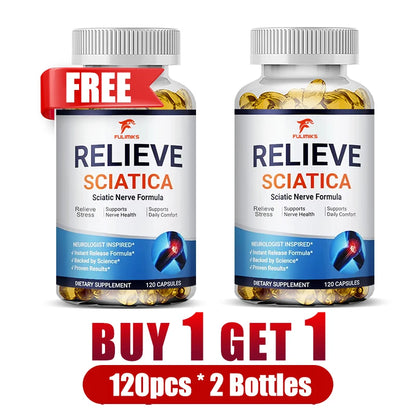 Relieve Sciatica Capsules, Support Lower Lumbar Sciatic, Hip, Thigh, Leg, Foot, Nerve & Joint Health, Relax Muscles, Flexibility