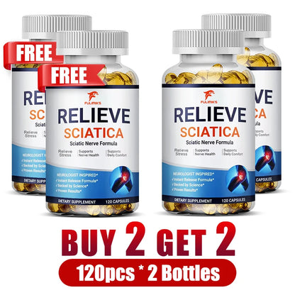 Relieve Sciatica Capsules, Support Lower Lumbar Sciatic, Hip, Thigh, Leg, Foot, Nerve & Joint Health, Relax Muscles, Flexibility