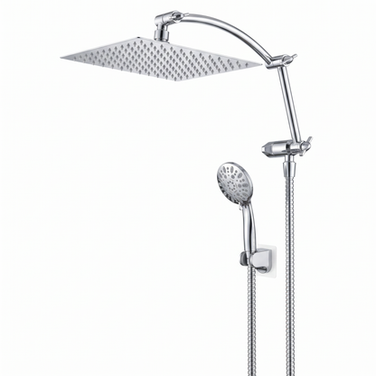 Rainfall Shower Head Combo 10 inch Rainfall, 5 Spray Settings, Easy 15 Minute Install