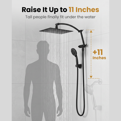 Rainfall Shower Head Combo 10 inch Rainfall, 5 Spray Settings, Easy 15 Minute Install
